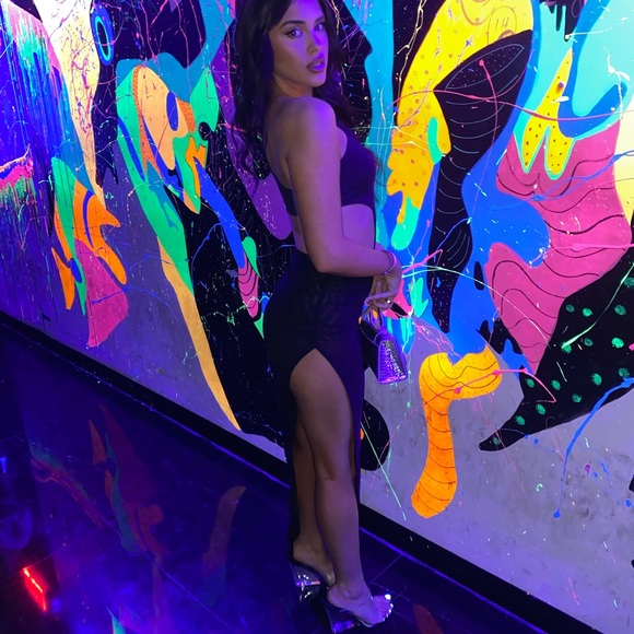 Black Mesh Cut-Out Maxi Dress - Picture 3 of 4